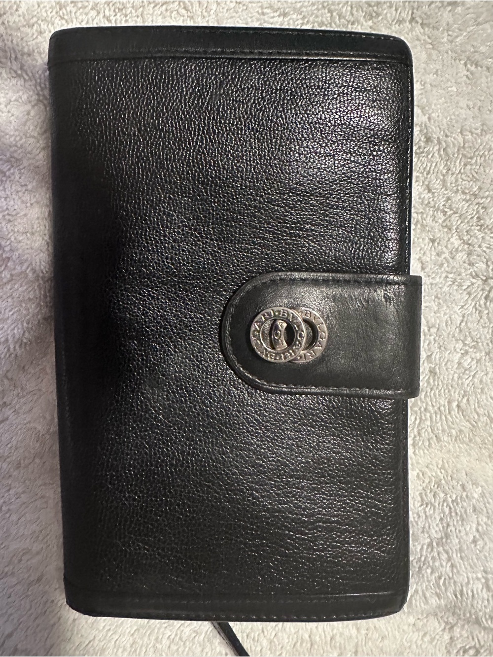Bulgari Black Pebbled Leather Wallet